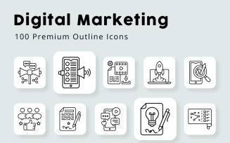 Digital Marketing Outline Icons