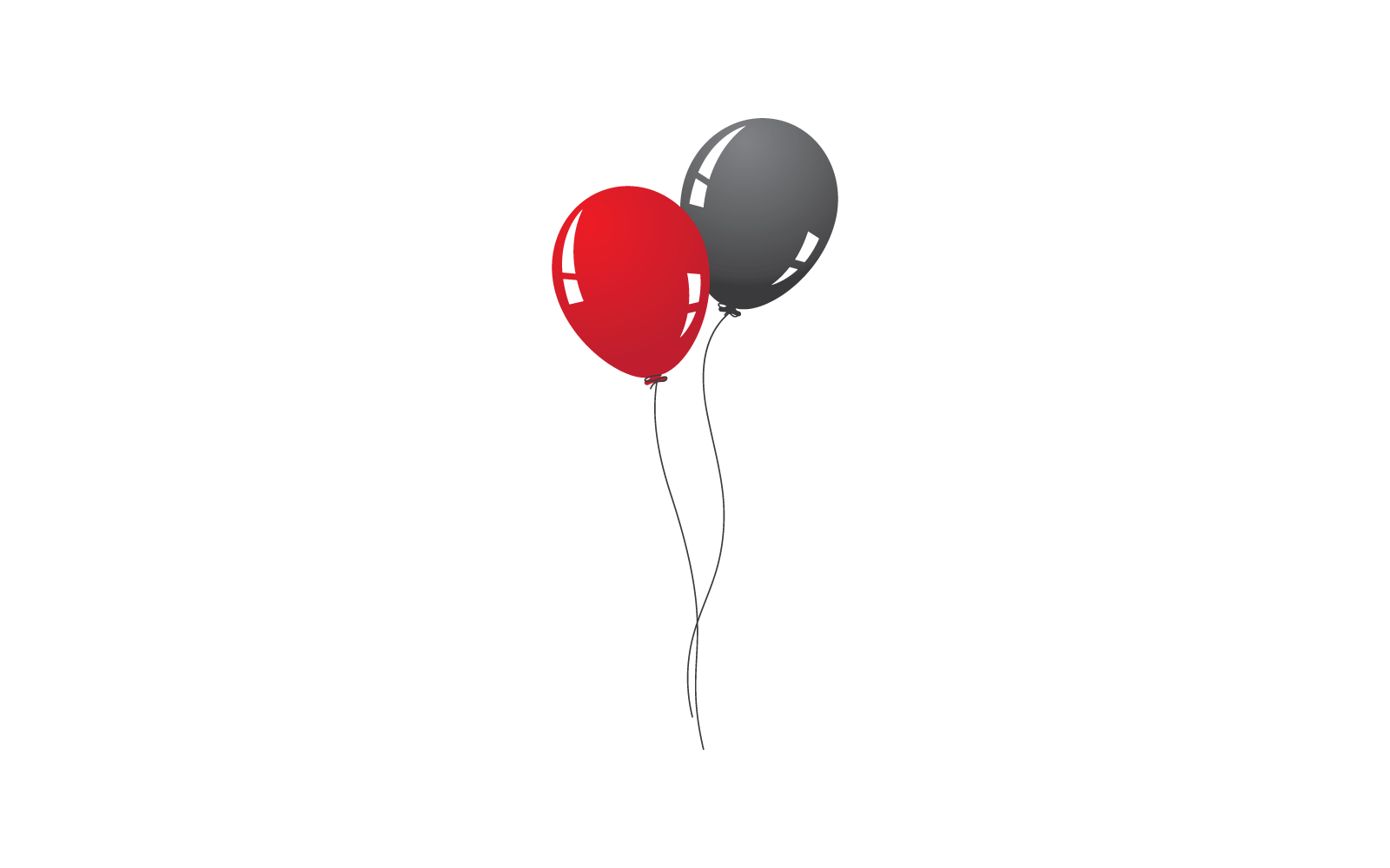 Illustrazione del palloncino realistico nero e rosso su sfondo bianco