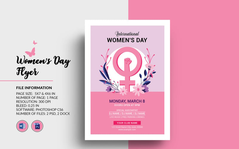 Printable Womens Day Party Flyer Template Corporate Identity