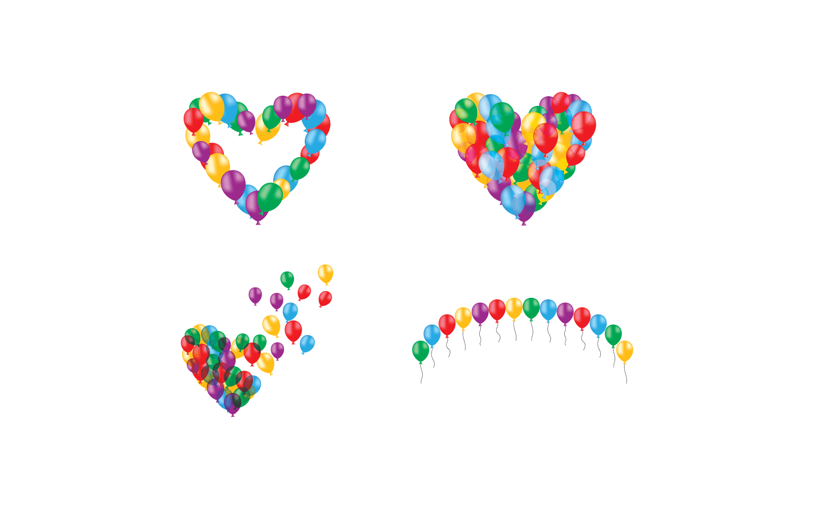 Realistic balloon collection illustration on white background