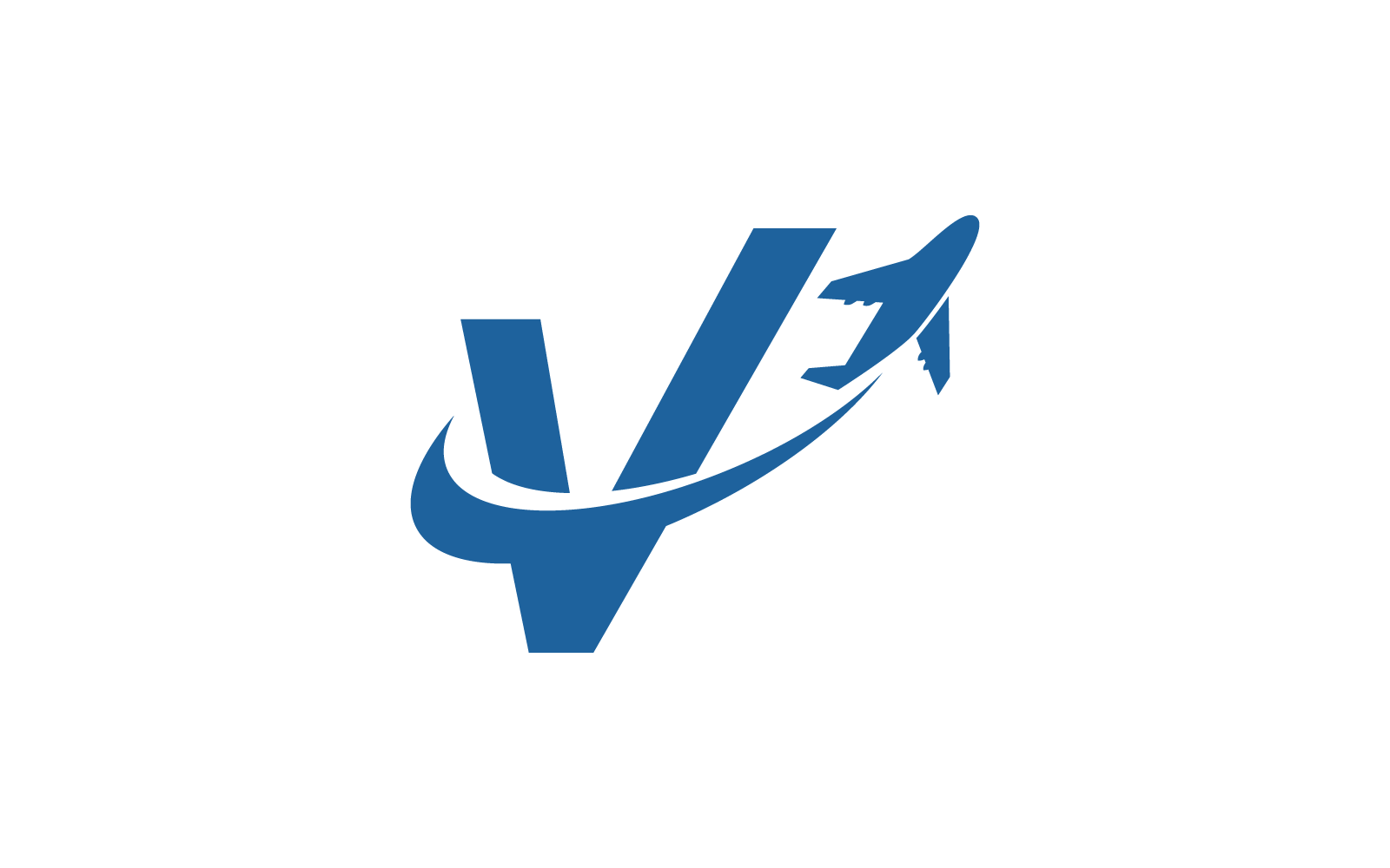 Aereo aereo con modello vettoriale del logo iniziale V