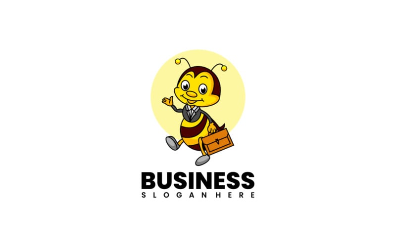 Bee Mascot Cartoon Logo Template