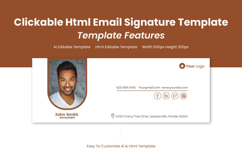 Clickable Html Email Signature Pack - Corporate Identity Design Template UI Element