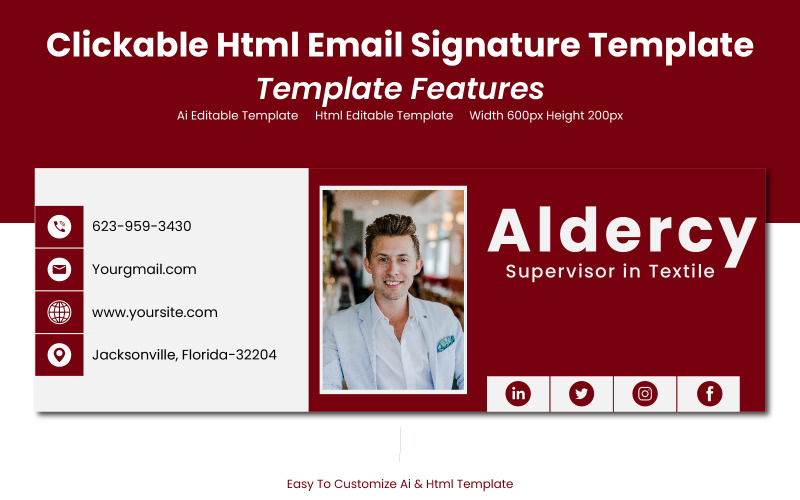 Clickable Html Email Signature template UI Element