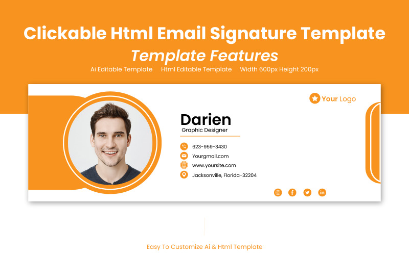 Clickable Html Signature - Email Template Design UI Element
