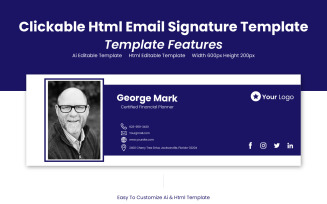 Corporate Business Professional Clickable Html Email Signature Template