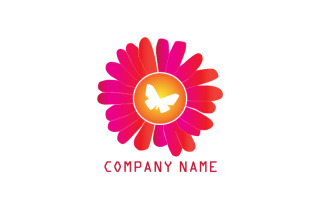 Flower and butterfly Vector Logo Design Template