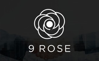 Flower Rose with Number 9 Nine Minimalist Logo