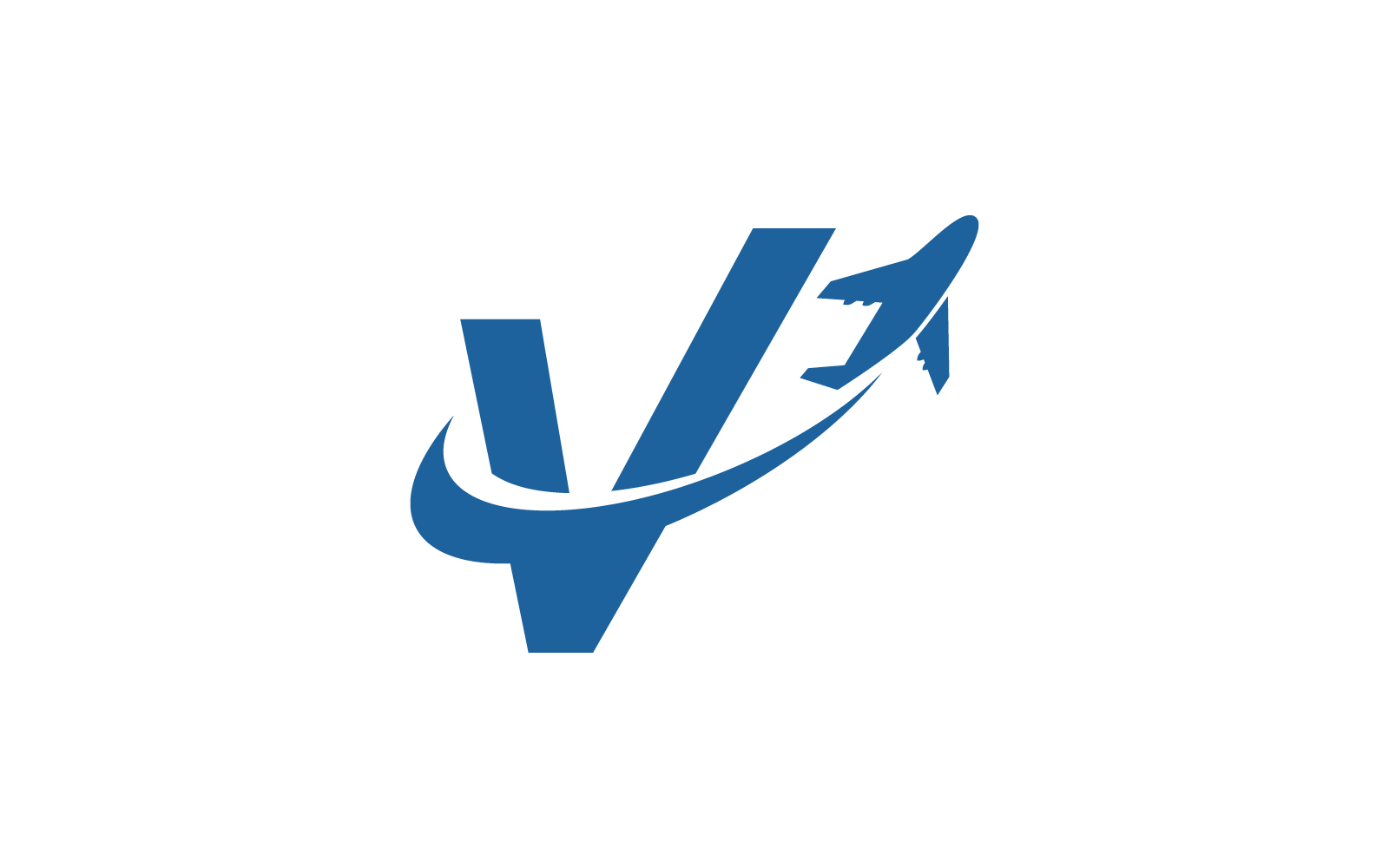 Flygplan med V initial logotyp vektor mall