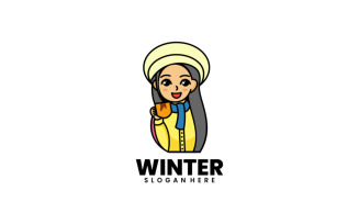 Girl Mascot Cartoon Logo Style
