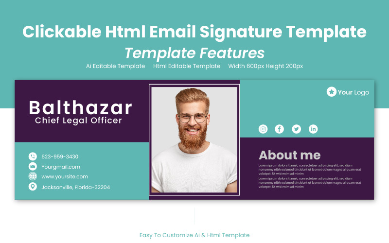 Html Signature Templat - Html Signature Email Design UI Element