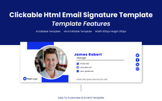 Modern Professional Html Clickable Email Signature Design