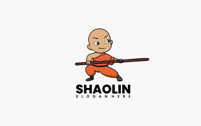 Shaolin Mascot Cartoon Logo Logo Template