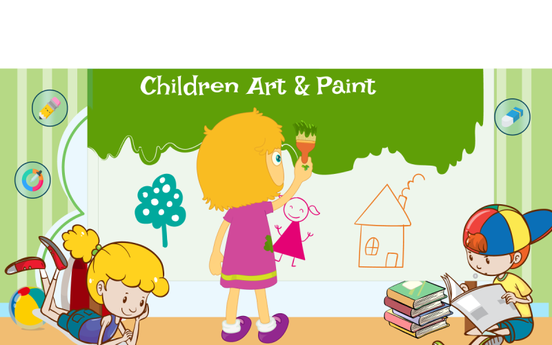 Children Art & Paint Banner Vector Graphic