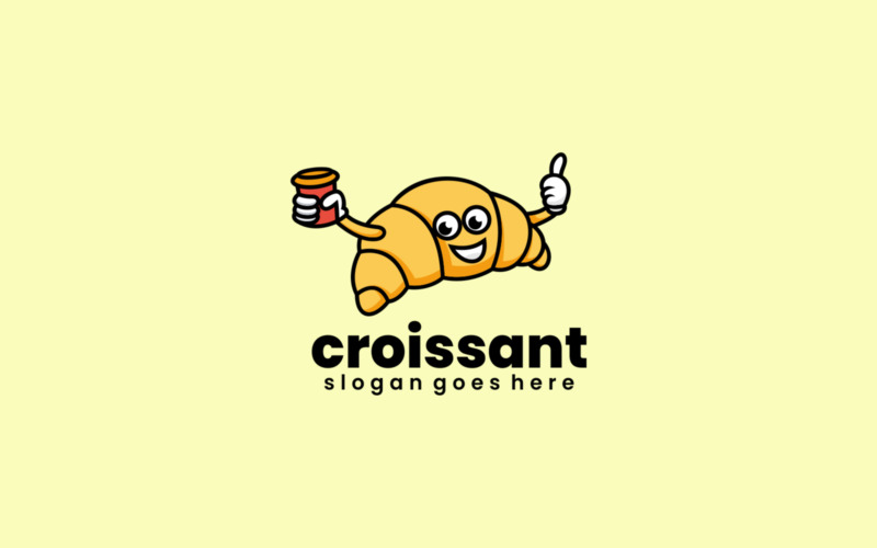 Croissant Mascot Cartoon Logo Logo Template
