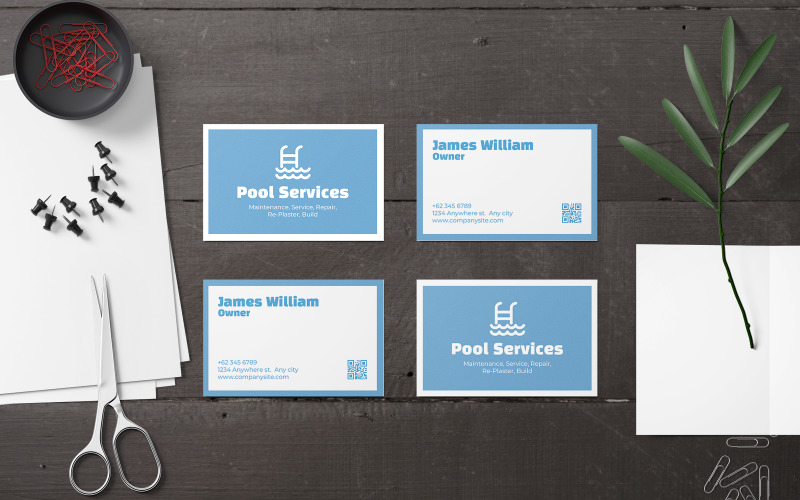 Pool Service Business Card Resume Template