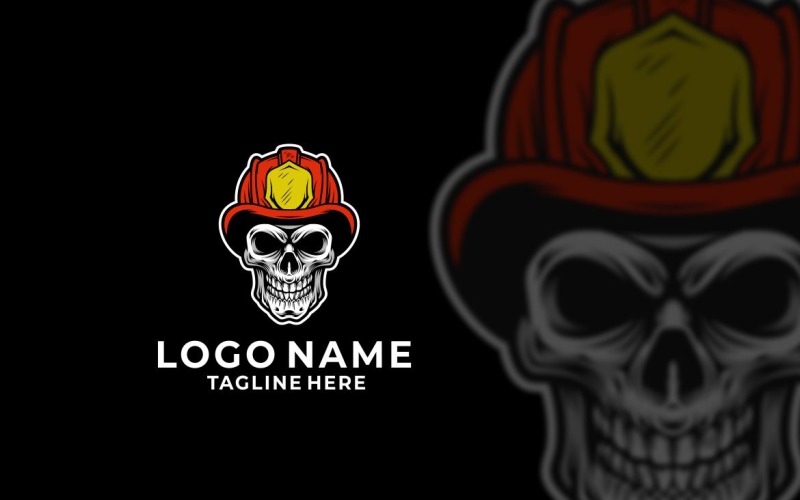 Fire Fighter Skull Graphic Logo Design Vector Graphic