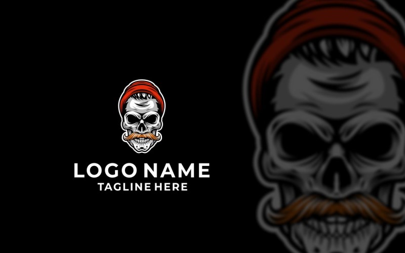 Hipster Skull Graphic Logo Design Vector Graphic