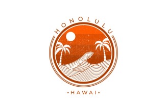 Honolulu Hawai Graphic Logo Design