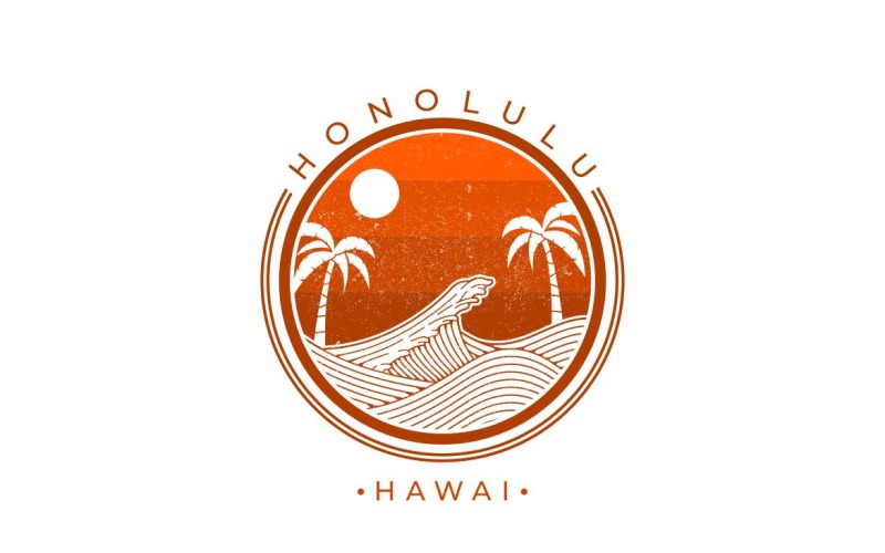 Honolulu Hawai Graphic Logo Design Vector Graphic