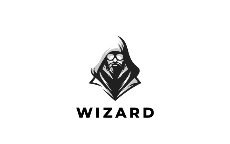 Nerd Wizard Graphic Logo Design Vector Graphic
