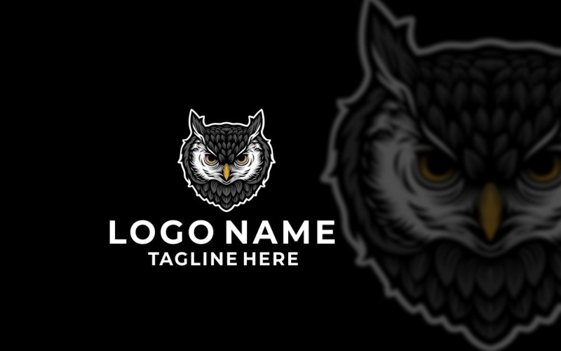 Owl Head Front Graphic Logo Design Vector Graphic