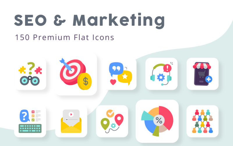 SEO and Marketing Flat Icons Icon Set