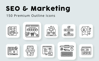 SEO and Marketing Outline Icons