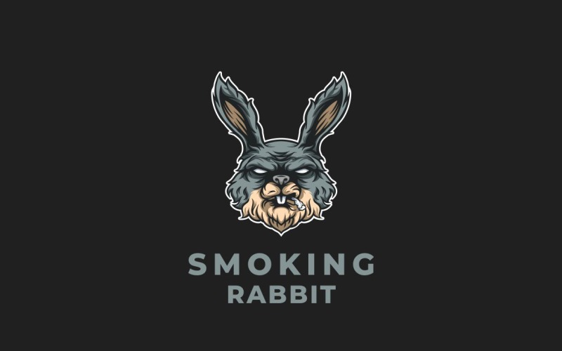Smoking Rabbit Graphic Logo Design Vector Graphic