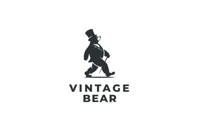 Vintage Bear Graphic Logo Design Vector Graphic
