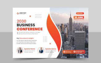 Corporate business conference or webinar horizontal flyer template and invitation banner