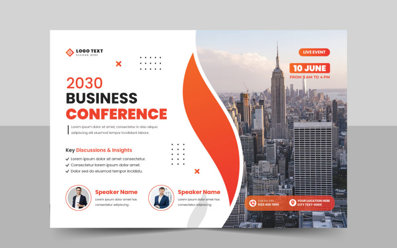 Corporate business conference or webinar horizontal flyer template and invitation banner Corporate Identity