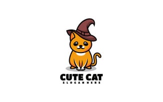 Cute Cat Mascot Cartoon Logo