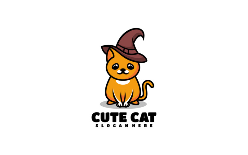 Cute Cat Mascot Cartoon Logo Logo Template