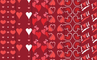6 Red Love Valentines Patterns Template