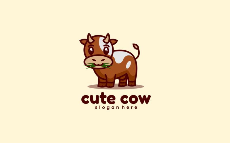 Cute Cow Cartoon Logo Style Logo Template