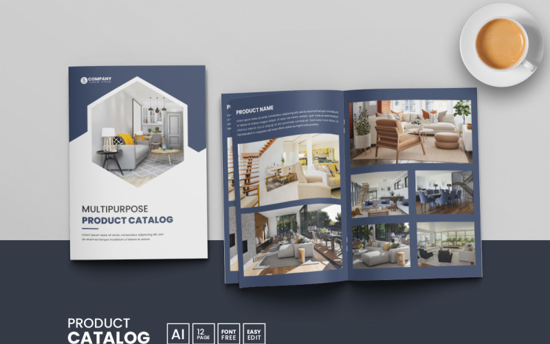 Modern minimalist product catalog template and multipurpose catalogue brochure Corporate Identity