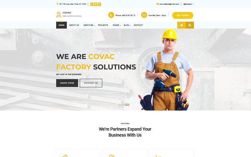 Covac - Industrial Construction Business Html5 Template Website Template