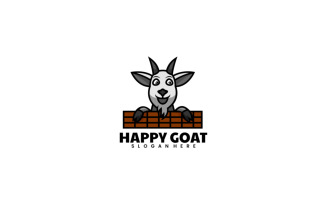 Happy Goat Mascot Cartoon Logo