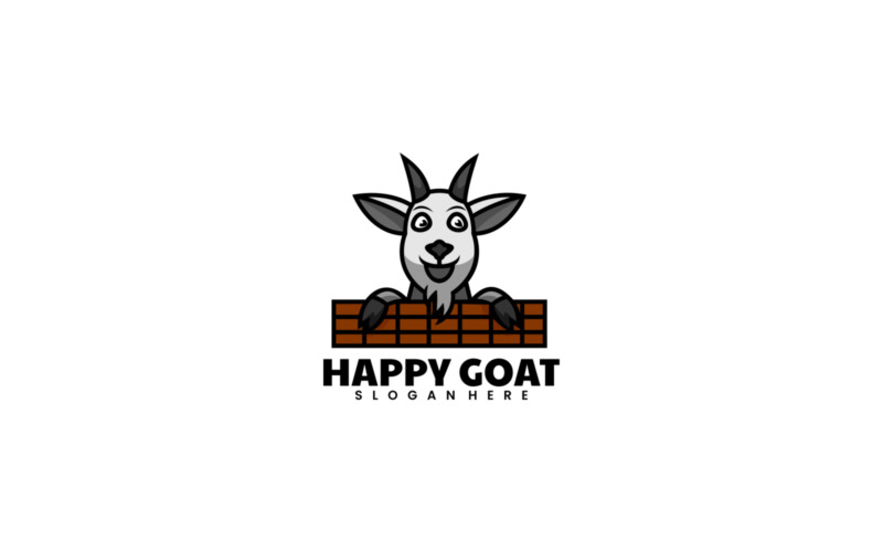 Happy Goat Mascot Cartoon Logo Logo Template