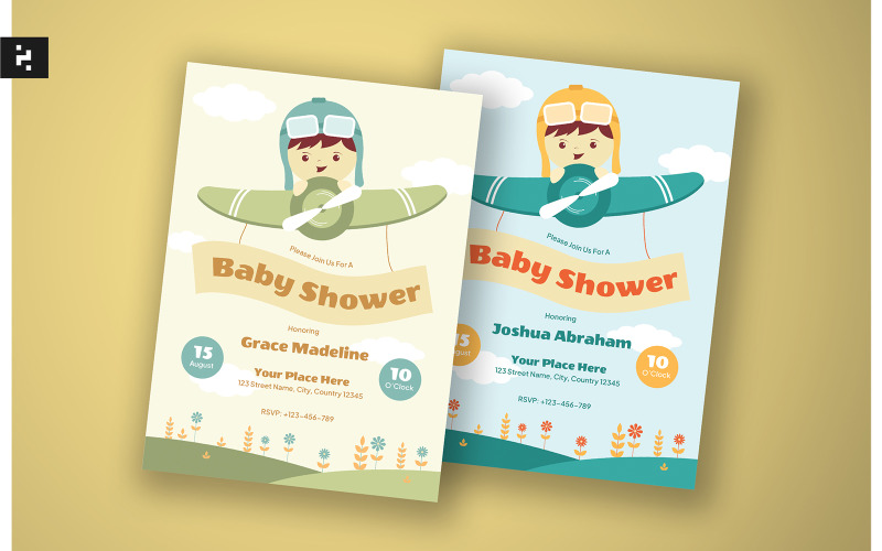 Baby Shower Invitation - Airplane Theme Corporate Identity
