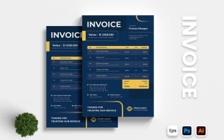 Blue Yellow Invoice Template
