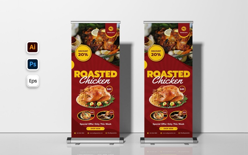 Chicken Food Roll Up Banner Corporate Identity