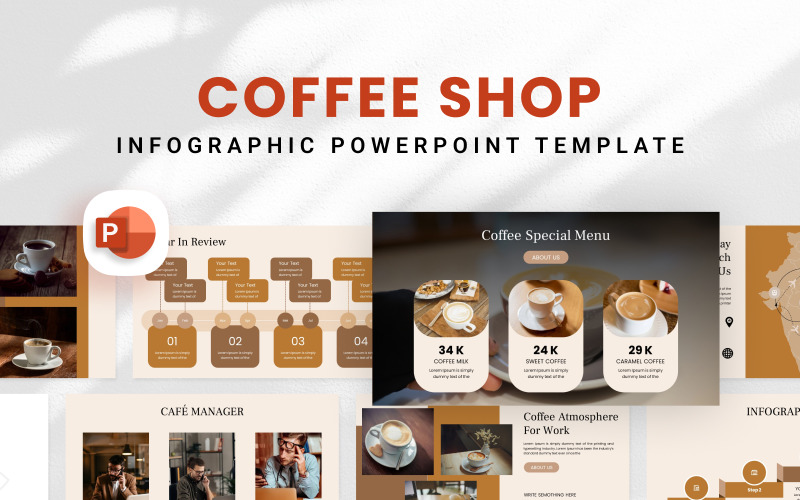 Coffee Shop Infographic Presentation Template PowerPoint Template