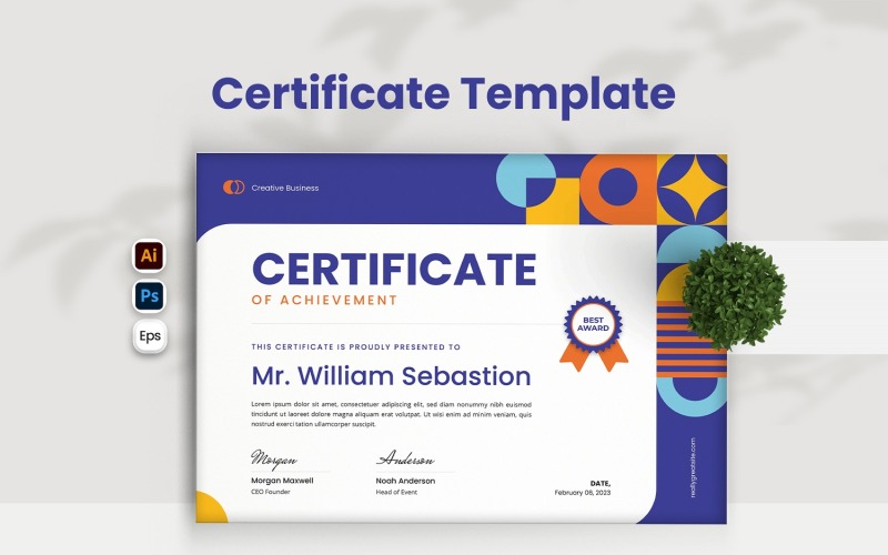 Geomatric Modern Certificate Certificate Template