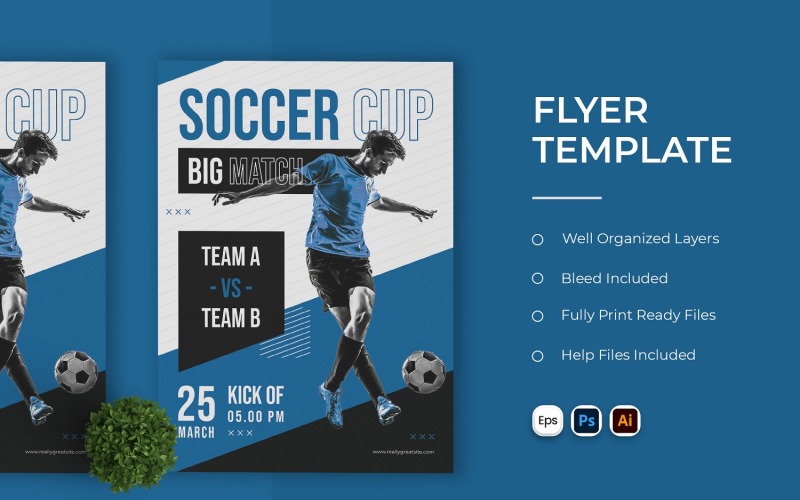 Soccer Cup Flyer Template Corporate Identity