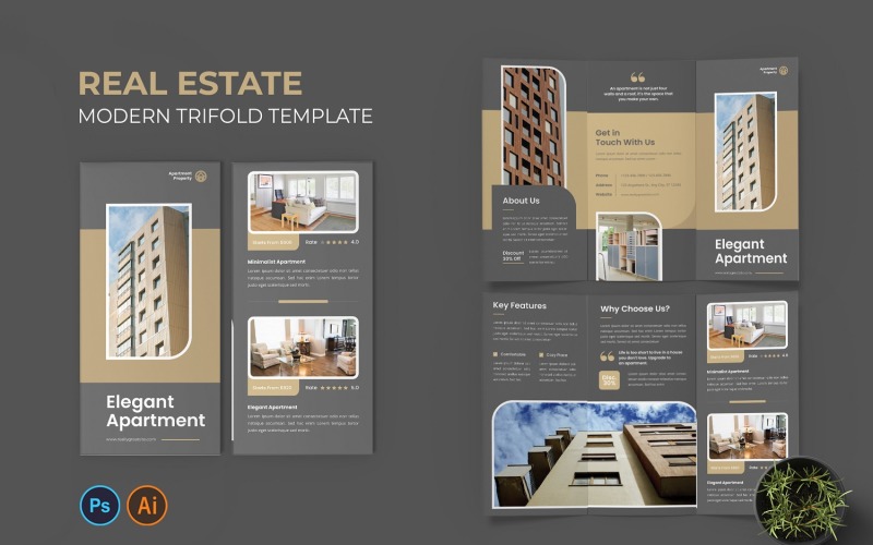 Apartment Trifold Brochure Corporate Identity