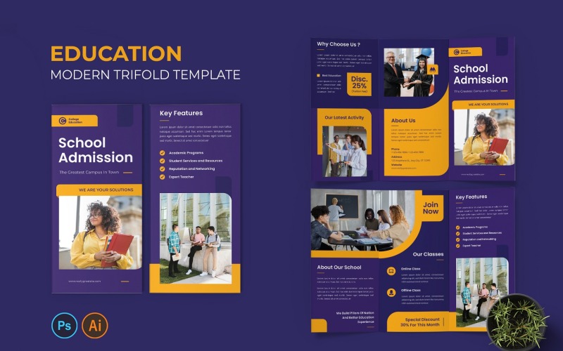 College Education Trifold Brochure Corporate Identity