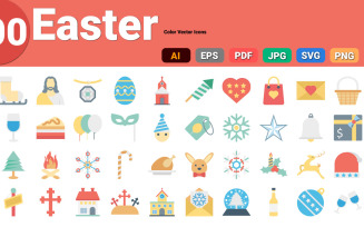 Easter Color Vector Icons Pack | AI | EPS | SVG