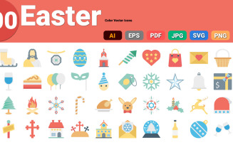 Easter Color Vector Icons Pack